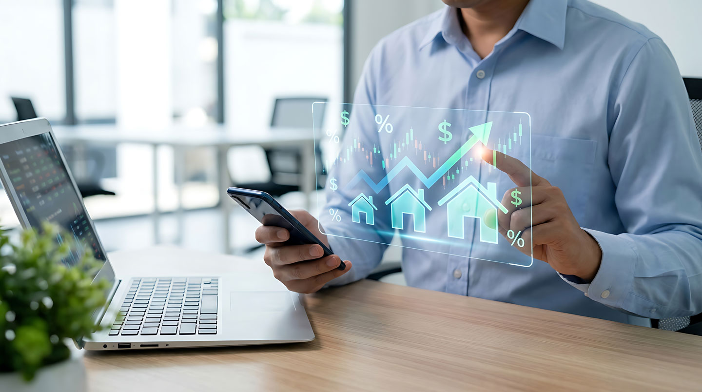 Mains annotant des documents imprimés de transactions immobilières sur une table en bois avec des surligneurs
